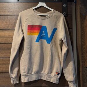 Logo Relaxed Crew Sweatshirt in Sand